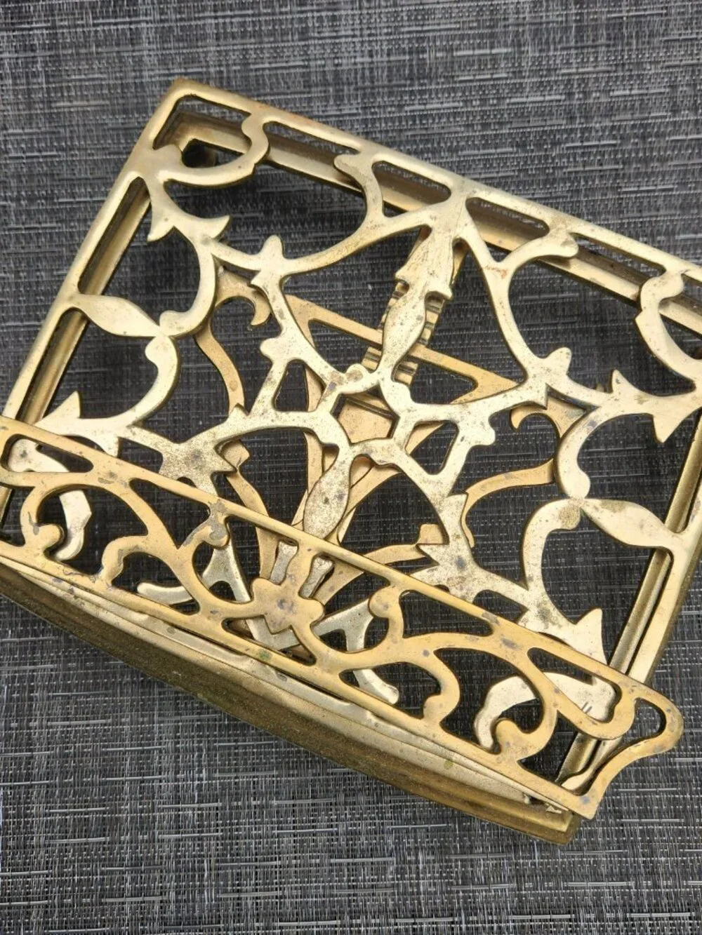 Vintage Ornate Brass Book Music Bible Stand Holder Adjustable Folding Rack 9